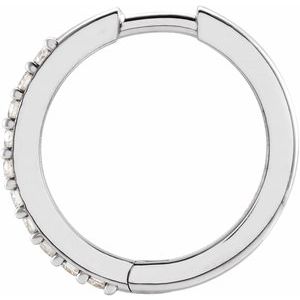 14K White .08 CT Natural Diamond Single 15 mm Huggie Earring - BN & CO JEWELRY