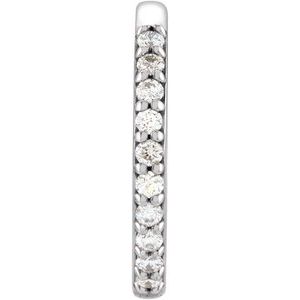 14K White .08 CT Natural Diamond Single 15 mm Huggie Earring - BN & CO JEWELRY