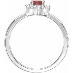 14K White Natural Mozambique Garnet & .04 CTW Natural Diamond Halo-Style Ring - BN & CO JEWELRY