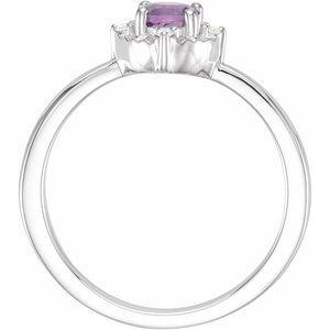 14K White Natural Amethyst & .04 CTW Natural Diamond Halo-Style Ring - BN & CO JEWELRY