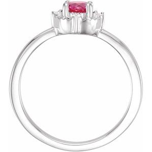Sterling Silver Lab-Grown Ruby & .04 CTW Natural Diamond Halo-Style Ring - BN & CO JEWELRY