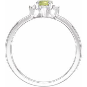 Sterling Silver Natural Peridot & .04 CTW Natural Diamond Halo-Style Ring - BN & CO JEWELRY