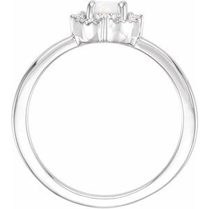 Sterling Silver Lab-Grown White Opal & .04 CTW Natural Diamond Halo-Style Ring - BN & CO JEWELRY