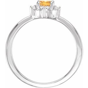Sterling Silver Natural Citrine & .04 CTW Natural Diamond Halo-Style Ring - BN & CO JEWELRY