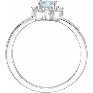 Sterling Silver Natural Sky Blue Topaz & .04 CTW Natural Diamond Halo-Style Ring - BN & CO JEWELRY