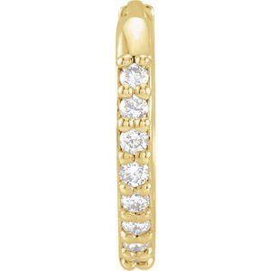 14K Yellow .07 CT Natural Diamond Single 12.5 mm Huggie Earring - BN & CO JEWELRY