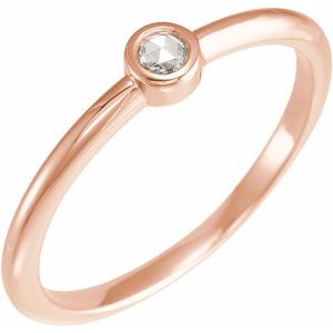 14K Rose 1/6 CT Rose-Cut Natural Diamond Stackable Ring - BN & CO JEWELRY