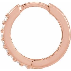 14K Rose .07 CT Natural Diamond Single 12.5 mm Huggie Earring - BN & CO JEWELRY