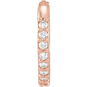 14K Rose .07 CT Natural Diamond Single 12.5 mm Huggie Earring - BN & CO JEWELRY
