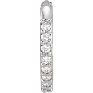 14K White .07 CT Natural Diamond Single 12.5 mm Huggie Earring - BN & CO JEWELRY