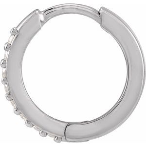 14K White .07 CT Natural Diamond Single 12.5 mm Huggie Earring - BN & CO JEWELRY