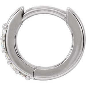 14K White .04 CT Natural Diamond Single 10 mm Huggie Earring - BN & CO JEWELRY