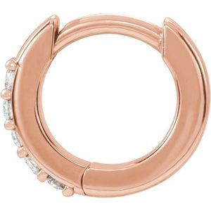 14K Rose .04 CT Natural Diamond Single 10 mm Huggie Earring - BN & CO JEWELRY