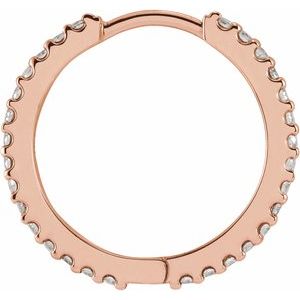 14K Rose 18 mm 1/4 CTW Natural Diamond Huggie Hoop Earring - BN & CO JEWELRY