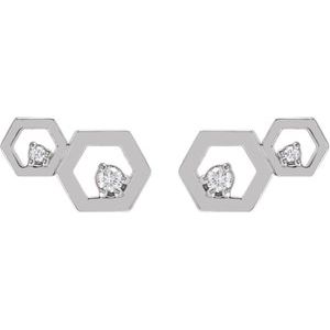 14K White .08 CTW Natural Diamond Honeycomb Earrings - BN & CO JEWELRY