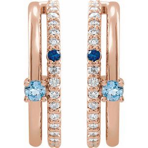14K Rose Natural Multi-Gemstone & 1/5 CTW Natural Diamond Hoop Earrings - BN & CO JEWELRY