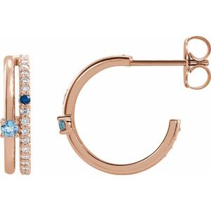14K Rose Natural Multi-Gemstone & 1/5 CTW Natural Diamond Hoop Earrings - BN & CO JEWELRY