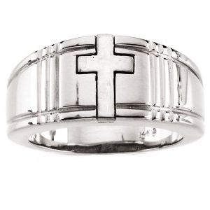 14K White 3.5 mm Cross Band Size 10 - BN & CO JEWELRY