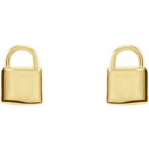 14K Yellow Petite Lock Earrings - BN & CO JEWELRY