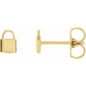 14K Yellow Petite Lock Earrings - BN & CO JEWELRY