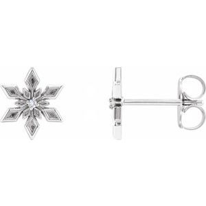 14K White .0075 CTW Natural Diamond Snowflake Earrings - BN & CO JEWELRY