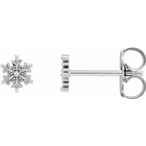 14K White 5.1x4.5 mm Petite Snowflake Earrings - BN & CO JEWELRY