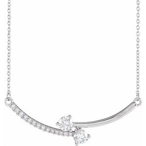 14K White 5/8 CTW Lab-Grown Diamond Two-Stone 18" Necklace - BN & CO JEWELRY