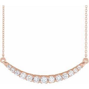 14K Rose 3/4 CTW Lab-Grown Diamond French-Set Bar 18" Necklace - BN & CO JEWELRY