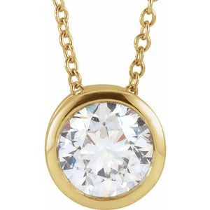 14K Yellow 1/4 CT Lab-Grown Diamond Solitaire 16-18" Necklace - BN & CO JEWELRY