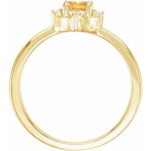 14K Yellow Natural Citrine & .04 CTW Natural Diamond Halo-Style Ring - BN & CO JEWELRY