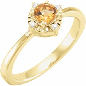 14K Yellow Natural Citrine & .04 CTW Natural Diamond Halo-Style Ring - BN & CO JEWELRY