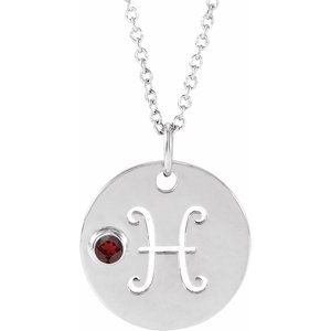 Sterling Silver Natural Mozambique Garnet Pisces Zodiac 16-18" Necklace - BN & CO JEWELRY