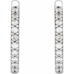 14K White 1/6 CTW Natural Diamond 15 mm Huggie Earrings - BN & CO JEWELRY