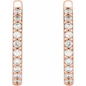 14K Rose 1/6 CTW Natural Diamond 15 mm Huggie Earrings - BN & CO JEWELRY