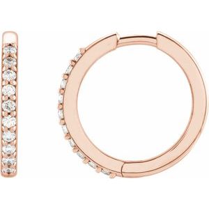14K Rose 1/6 CTW Natural Diamond 15 mm Huggie Earrings - BN & CO JEWELRY