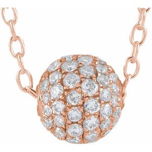 14K Rose 6 mm 3/8 CTW Natural Diamond Ball 16-18" Necklace - BN & CO JEWELRY