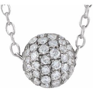 14K White 6 mm 3/8 CTW Natural Diamond Ball 16-18" Necklace - BN & CO JEWELRY