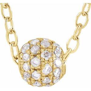 14K Yellow 3 mm 1/8 CTW Natural Diamond Ball 16-18" Necklace - BN & CO JEWELRY