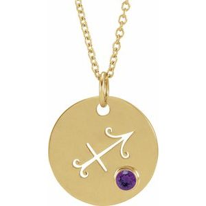 14K Yellow Natural Amethyst Sagittarius Zodiac 16-18" Necklace - BN & CO JEWELRY