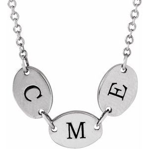 14K White 3-Disc Engravable Family Disc 18" Necklace - BN & CO JEWELRY