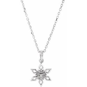 Sterling Silver .01 CT Natural Diamond Snowflake 16-18" Necklace - BN & CO JEWELRY
