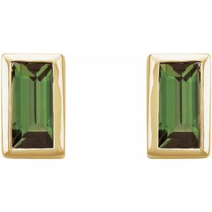 14K Yellow Green Tourmaline Bezel-Set Earrings - BN & CO JEWELRY