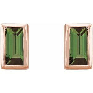 14K Rose Green Tourmaline Bezel-Set Earrings - BN & CO JEWELRY