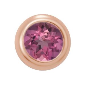 14K Rose 2 mm Round Natural Pink Tourmaline Micro Bezel Single Stud Earring - BN & CO JEWELRY