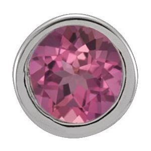 14K White 2.5 mm Round Natural Pink Tourmaline Micro Bezel Single Stud Earring - BN & CO JEWELRY