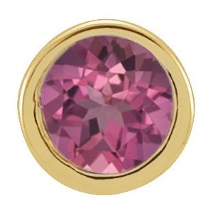 14K Yellow 2.5 mm Round Natural Pink Tourmaline Micro Bezel Single Stud Earring - BN & CO JEWELRY