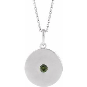 Sterling Silver Natural Green Tourmaline Disc 16-18" Necklace - BN & CO JEWELRY