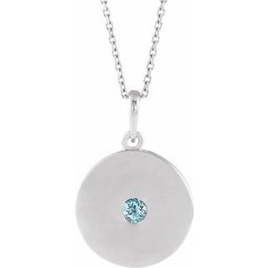 Sterling Silver Natural Sky Blue Topaz Disc 16-18" Necklace - BN & CO JEWELRY
