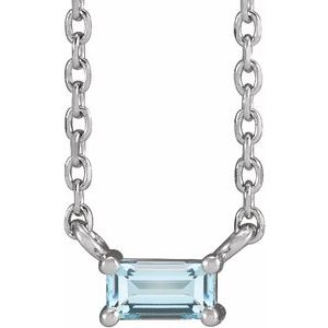 14K White Natural Sky Blue Topaz Solitaire 18" Necklace - BN & CO JEWELRY