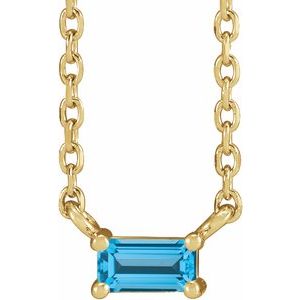 14K Yellow Natural Swiss Blue Topaz Solitaire 18" Necklace - BN & CO JEWELRY